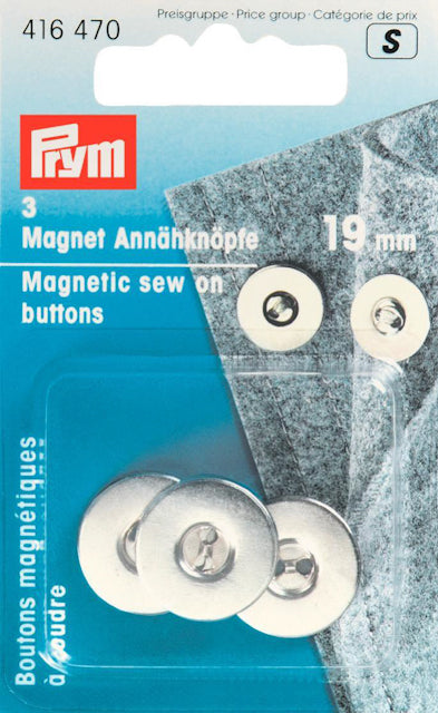 Prym magnetknapp sew-on 19 mm sølv - HILING BRODERI