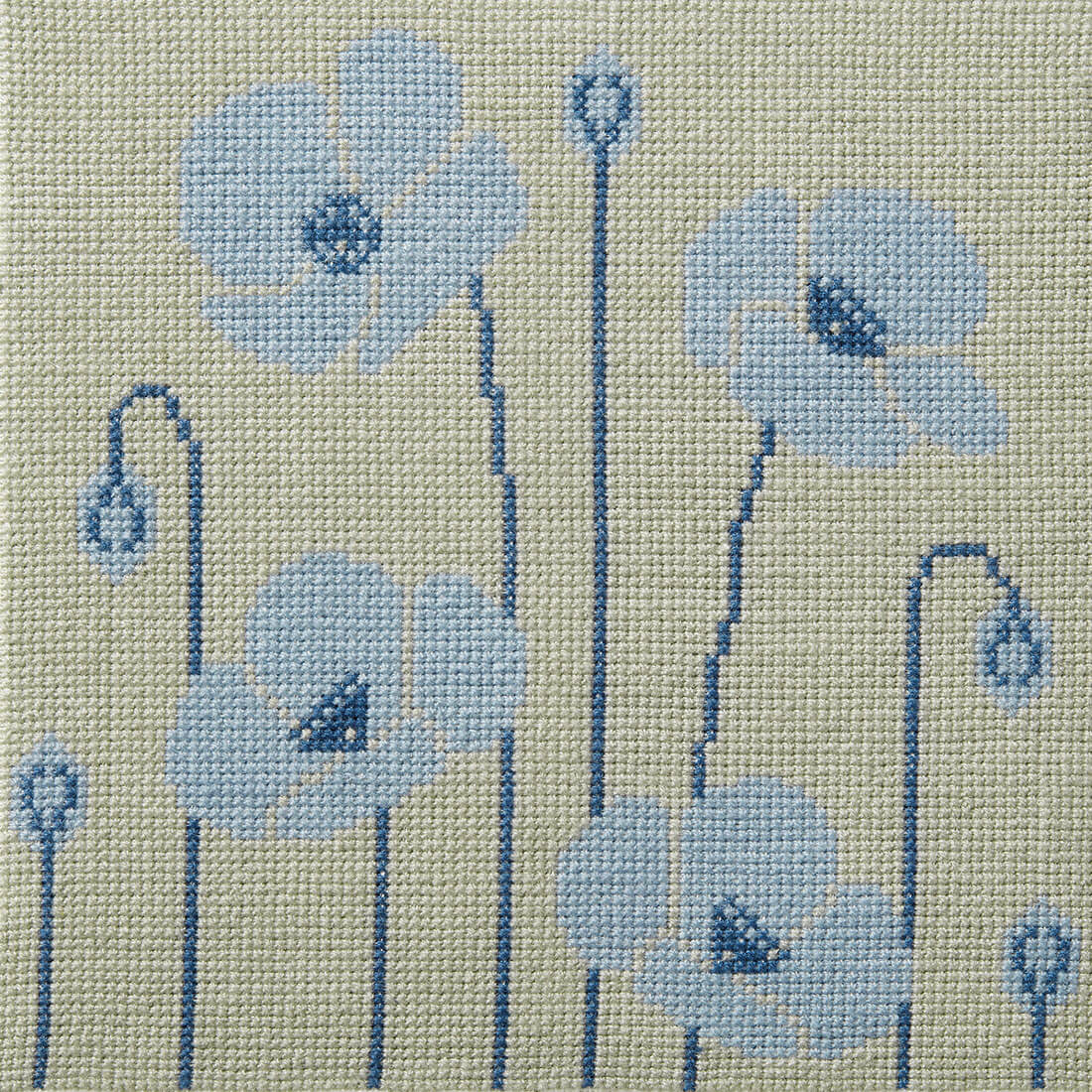 Brodert veggbilde av blåanemoner
