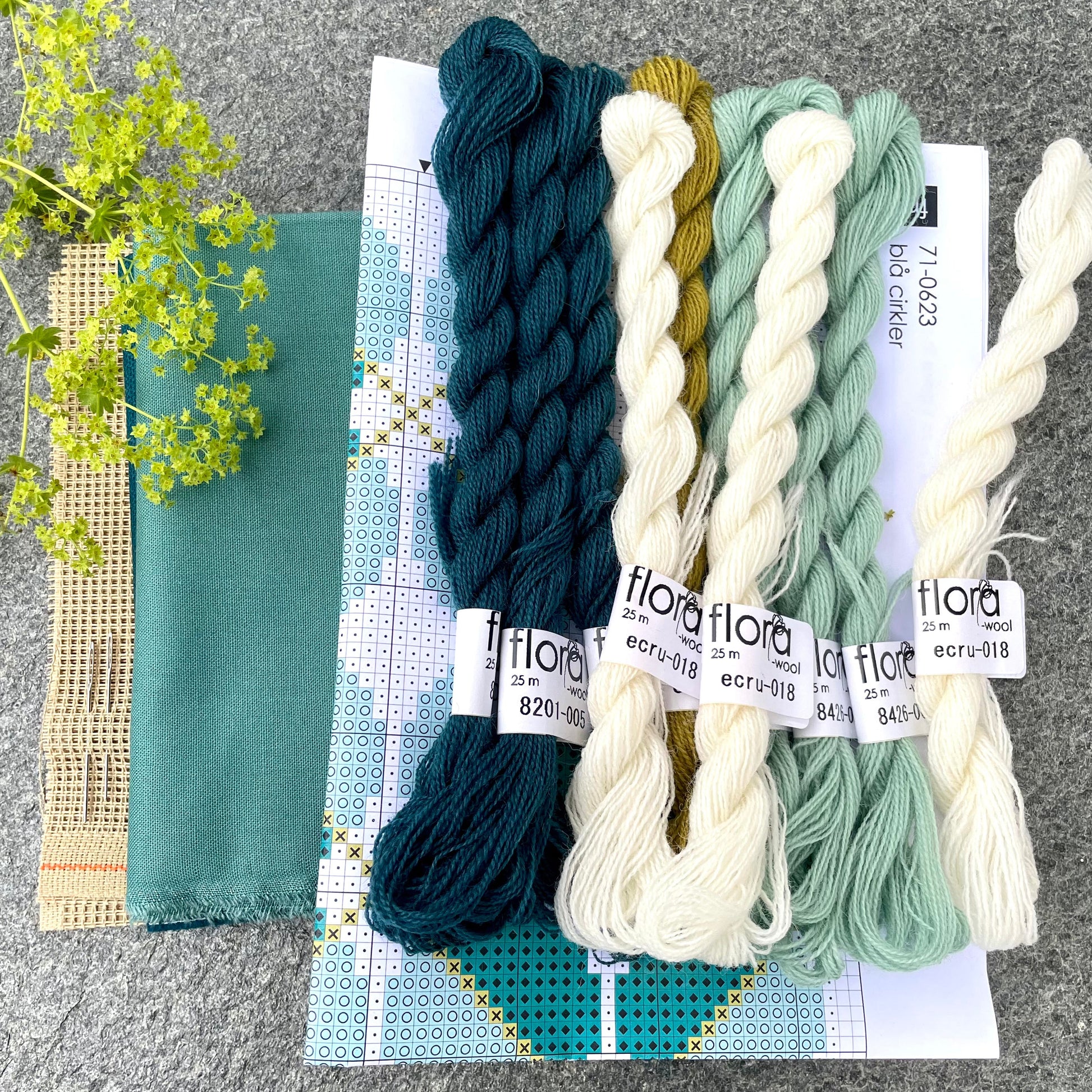 Blå sirkler broderikit
